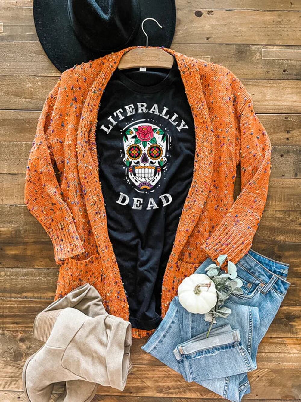 Black Literally Dead Short Sleeve Graphic Tee by Blakeley - Halloween